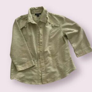 ⭐️ Y2K Year 2000 Hipster Green Collared Vest Button Grunge Chic Modern Blouse